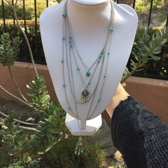 New Turquoise beaded Layered Necklace - Picture 5 of 6